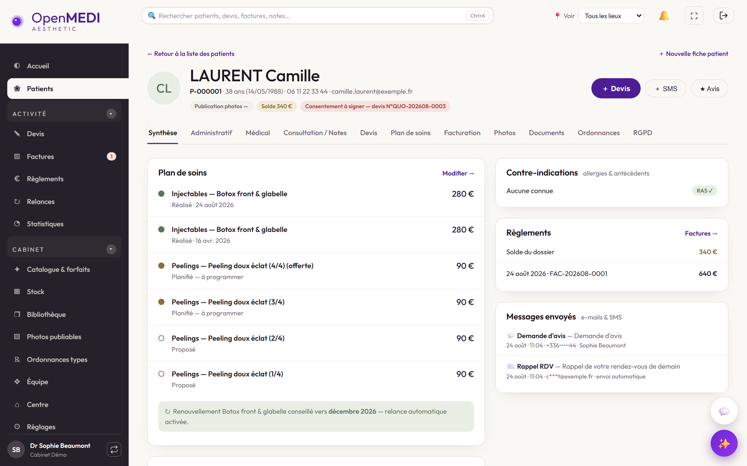 Fiche patient administrative dans OpenMEDI